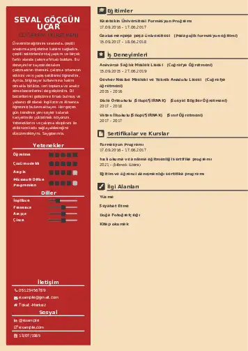 Coğrafya Öğretmeni CV Örnekleri cv indir